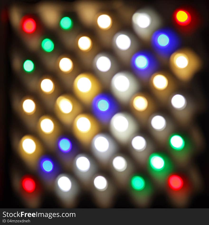 Abstract shot of blurry colourful LED lamps. Abstract shot of blurry colourful LED lamps