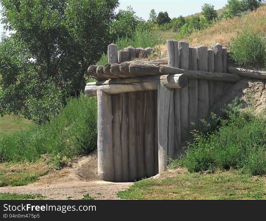 Entrance to a plains Indian earth house.