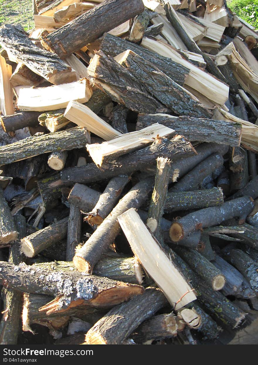 Heap of the prepared fire wood