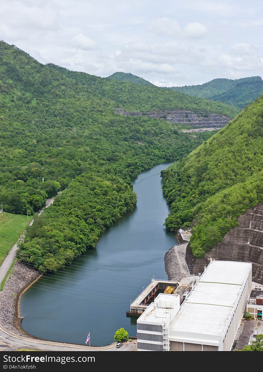 Electricity power station of Srinakarin dam in Thailand