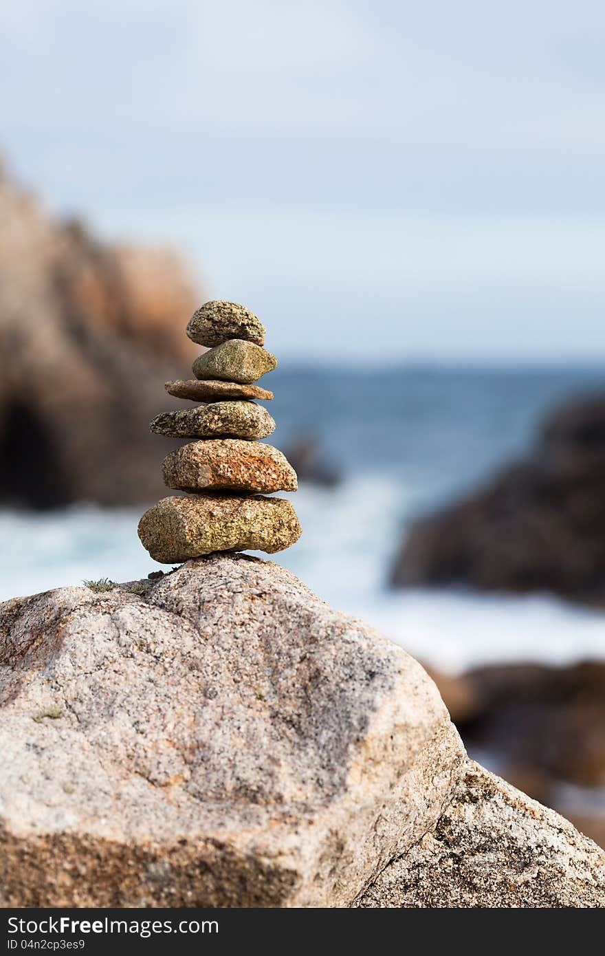 Stone pile built on the rocks of the coast of Brittany. Stone pile built on the rocks of the coast of Brittany