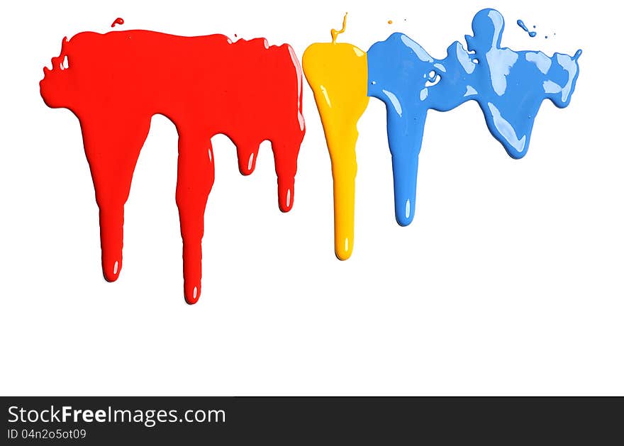 Dripping Paint in primary colors on a white background