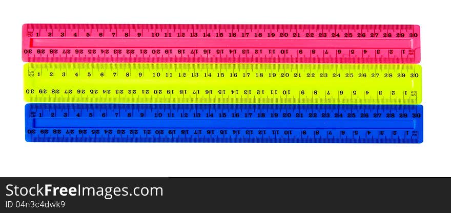 Three color plastic rulers