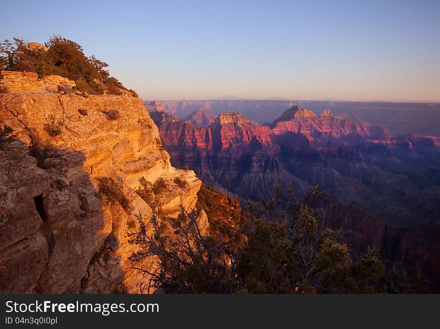 Grand Canyon North Rim at sunset, AZ.