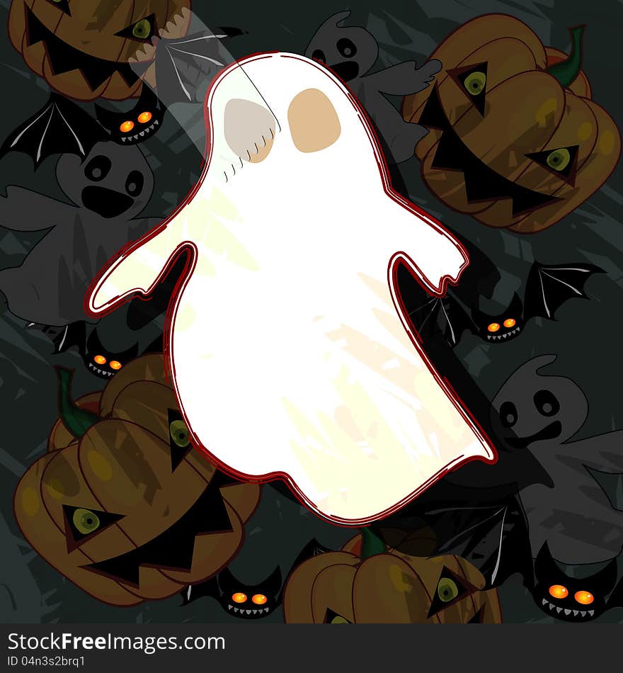 Halloween Card With Ghost