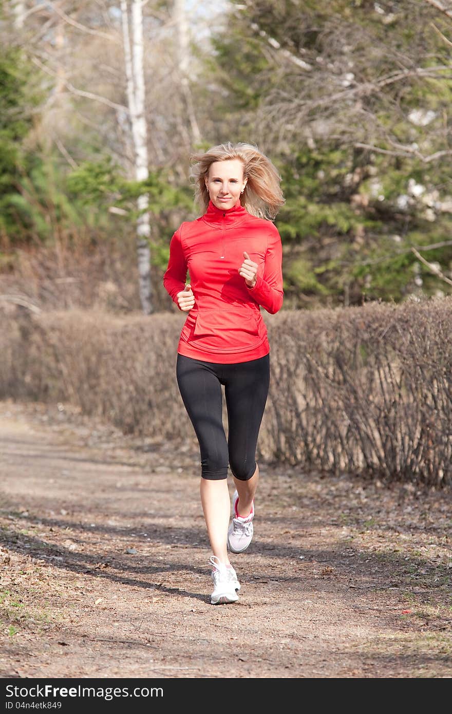 The girl running in the park