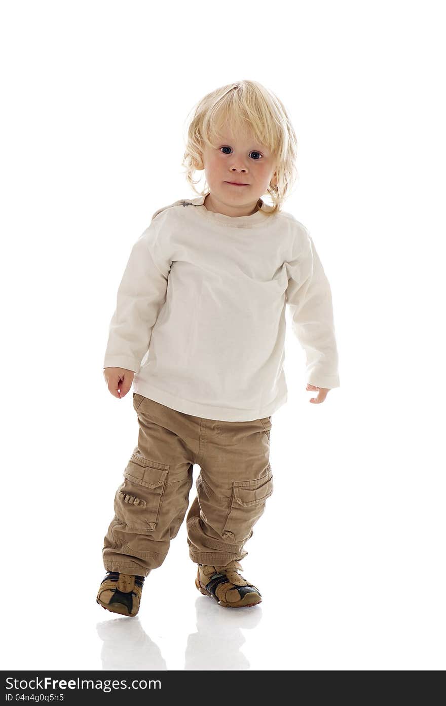 Little boy with hat isolated on white