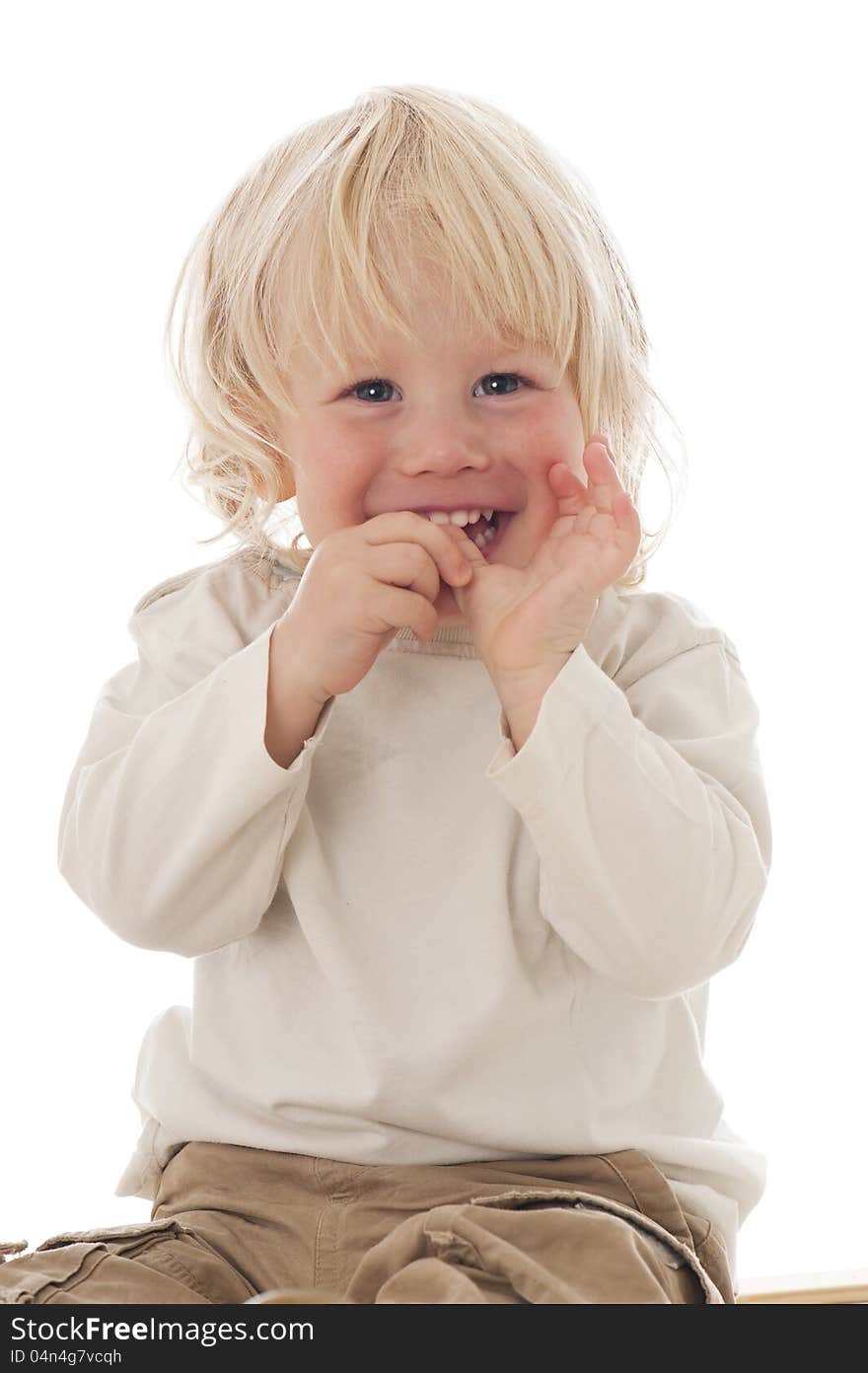 Little boy isolated on white