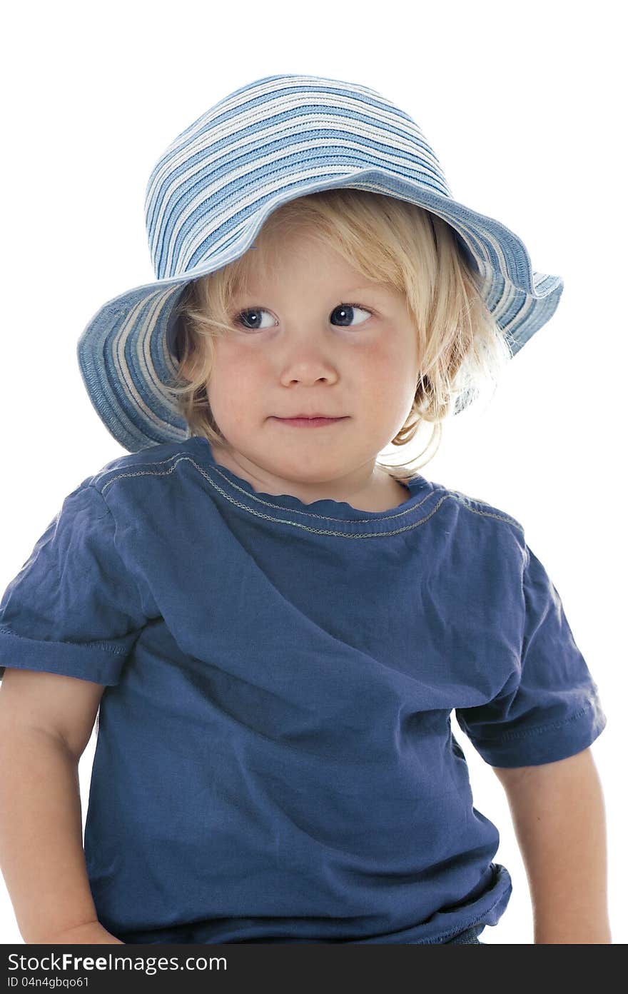 Little boy with hat isolated on white