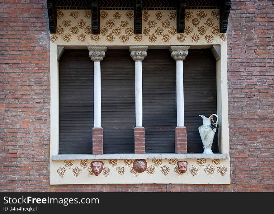 Beautiful old window with shutters