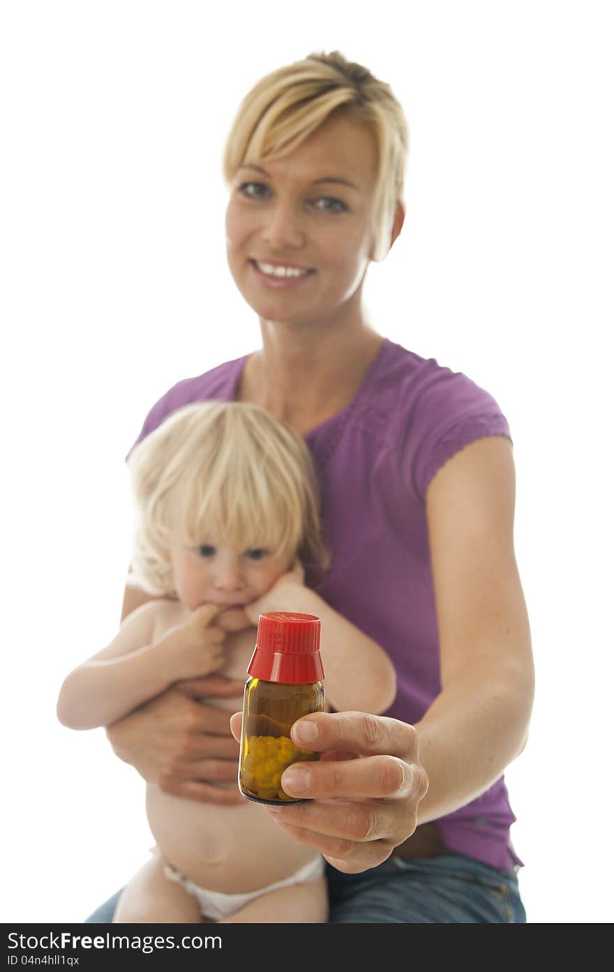 Mother with child isolated on white