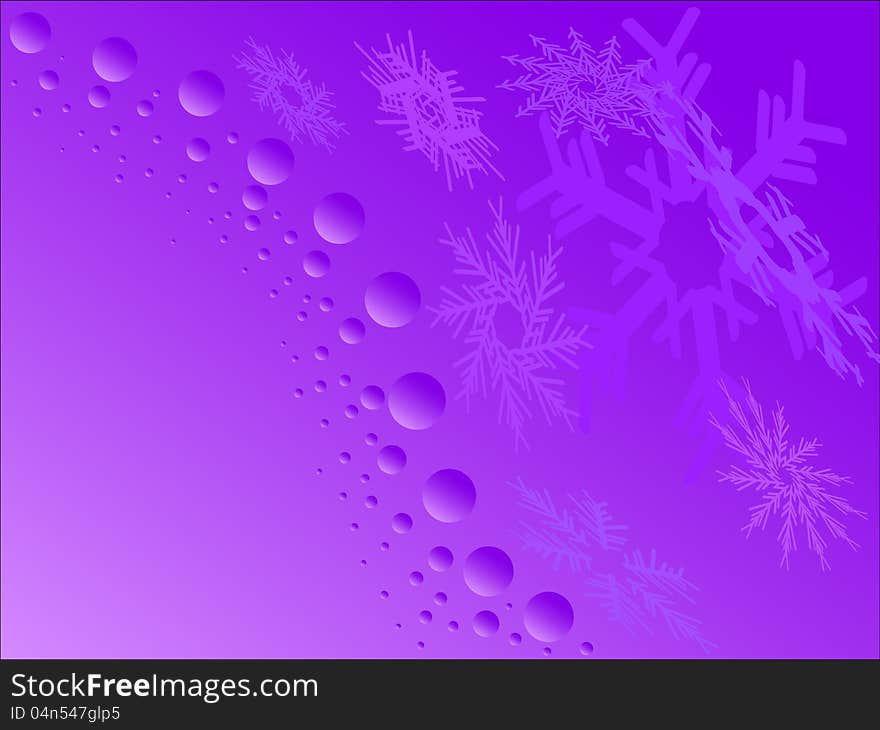 Beautiful purple snowflakes with bubbles