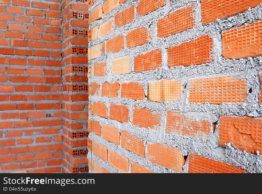 Clay brick wall used for construction work