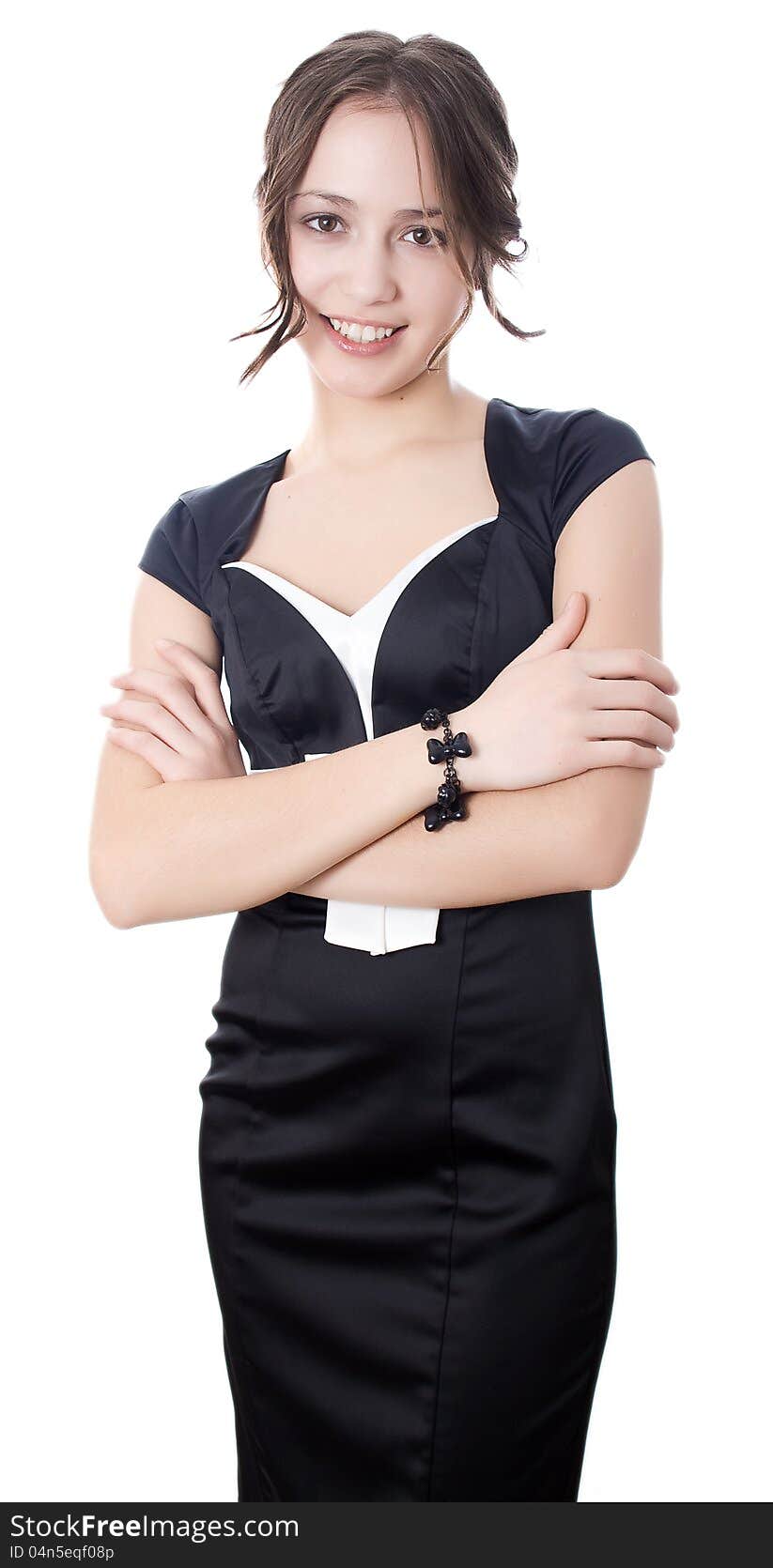 Young business woman standing and smiling