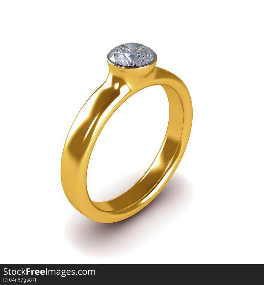 Wedding gold ring isolated on white background