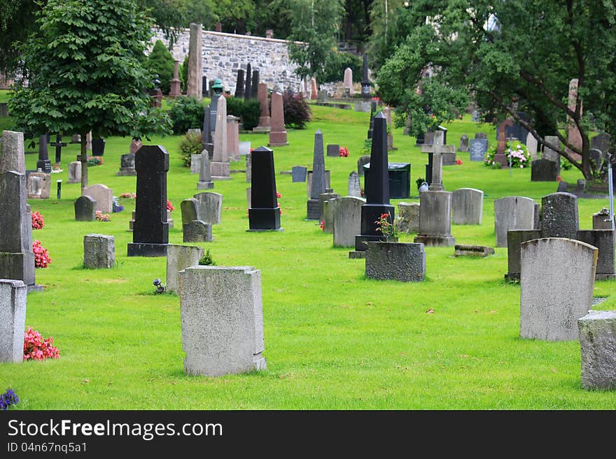 Protestant christian cemetery in Oslo, Norway. Protestant christian cemetery in Oslo, Norway