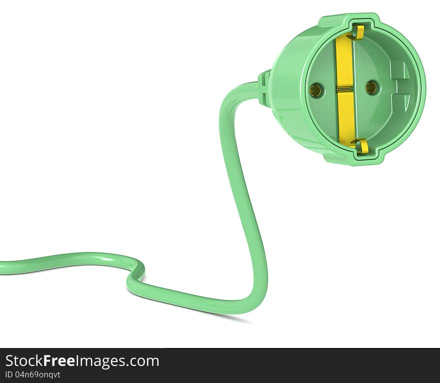 Power Cable with Plug Outlet. Female, Euro and Green. Power Cable with Plug Outlet. Female, Euro and Green.