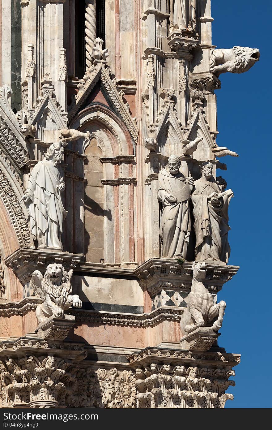 Statues decorating the facade of the Cathedral of Siena, Italy. Statues decorating the facade of the Cathedral of Siena, Italy