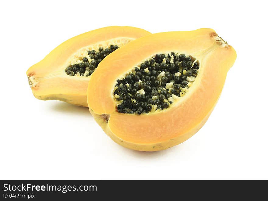 Two halves of papaya