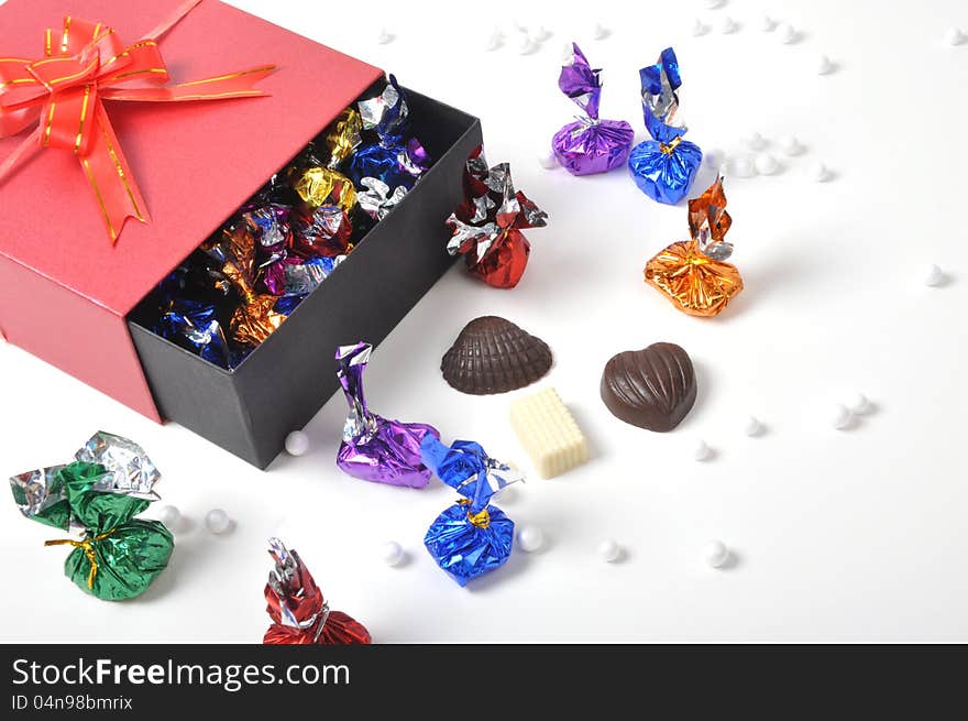 Romantic gift of boxed chocolates. Romantic gift of boxed chocolates