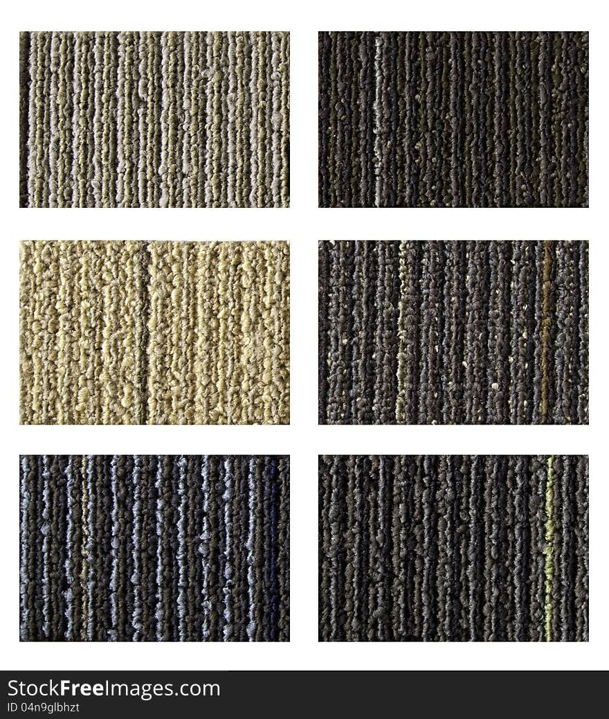 Samples of collection carpet on a white background