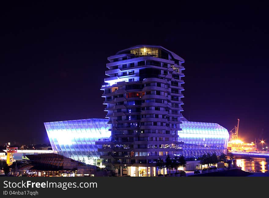 Blue illuminated industry at night