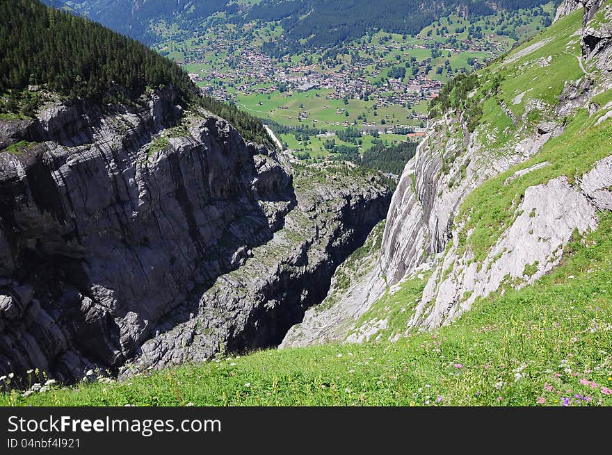 Gorge in Swiss Alps.