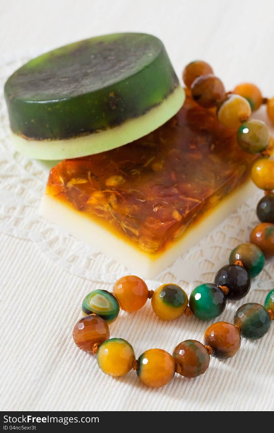 Handmade soap and jasper beads