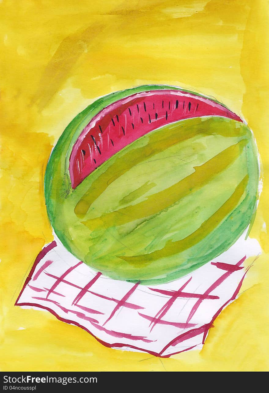 Sweet melon on the red and white towel. Sweet melon on the red and white towel