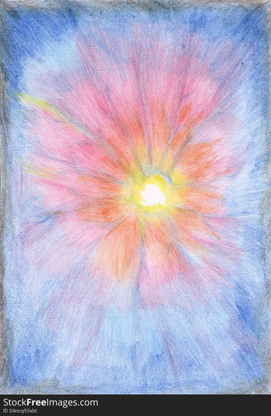 Supernova explosion - color illustration, hand drawing