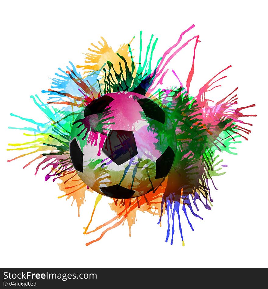 Abstract football watercolor design icon.