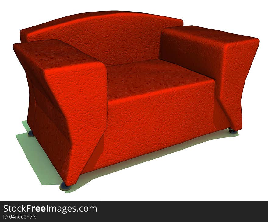 3D Illustration of red sofa