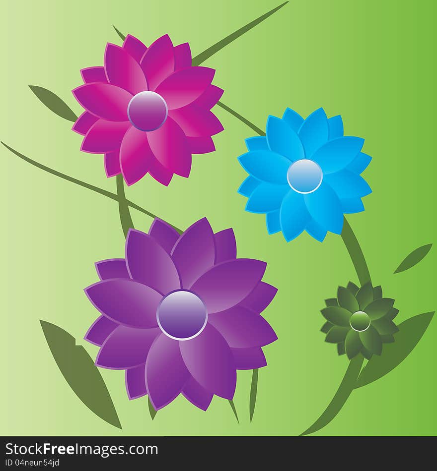 Summer flowers with leaves i