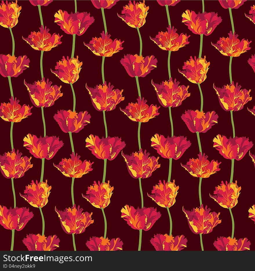 Seamless Background With Red Flower