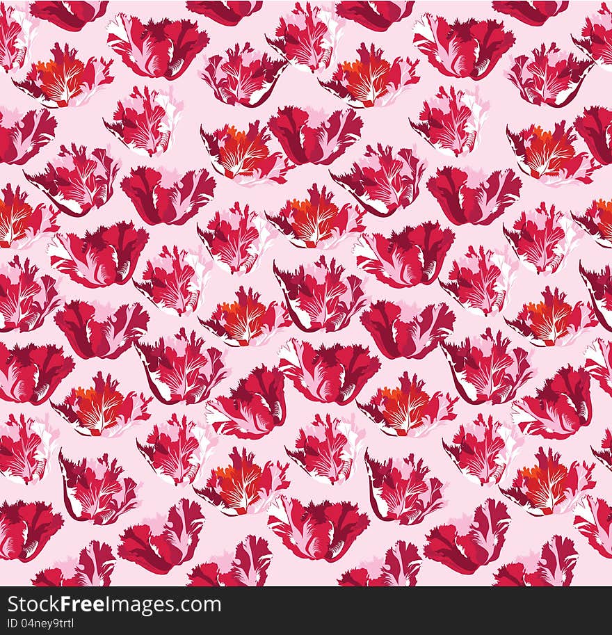 Seamless Background With Red Flower