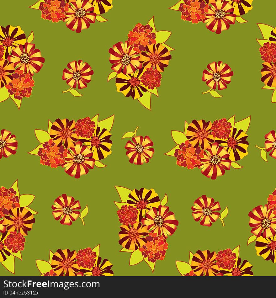 Seamless Texture  With Bright Flowers