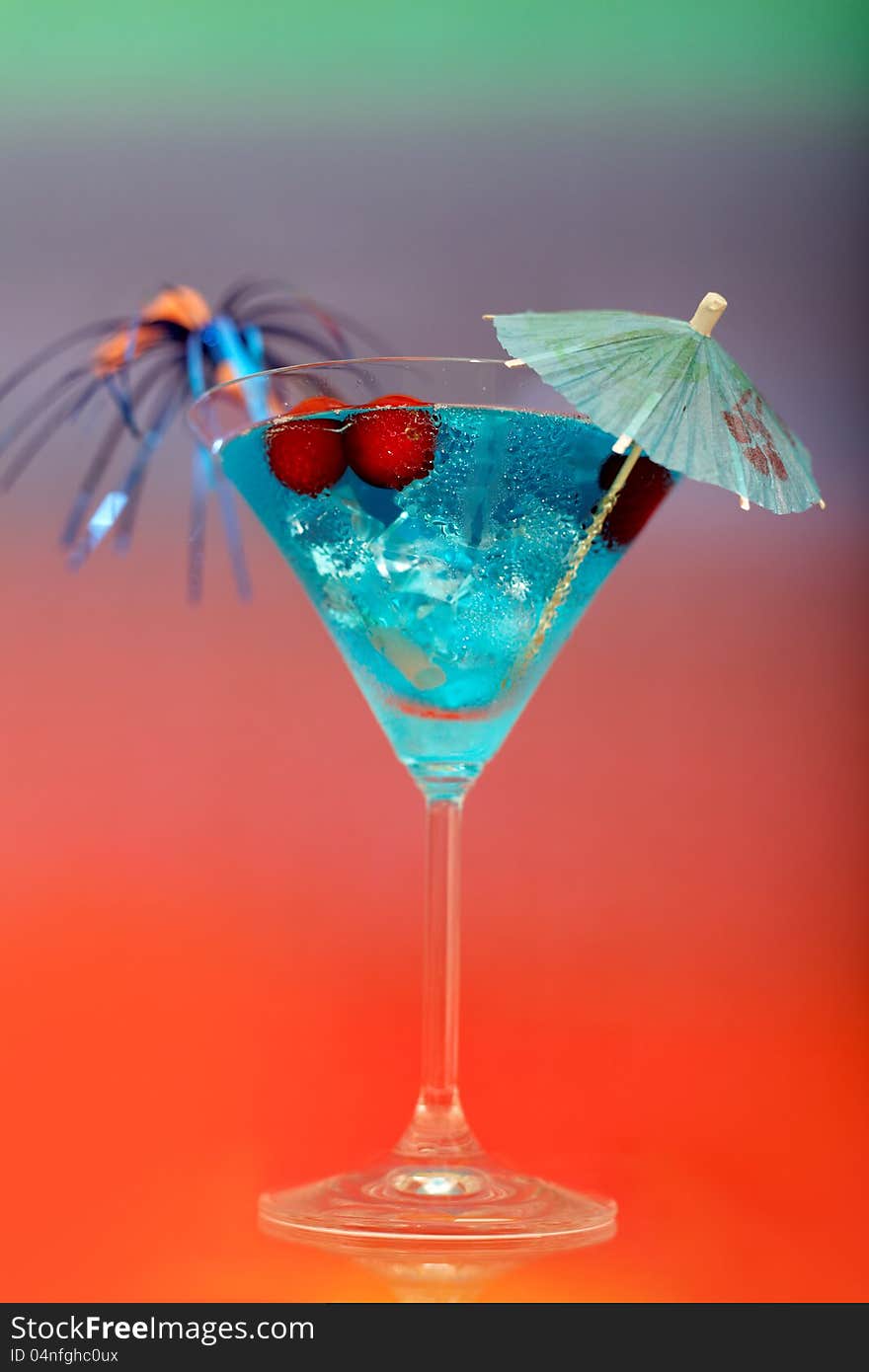 Cocktail With Ice And Umbrella