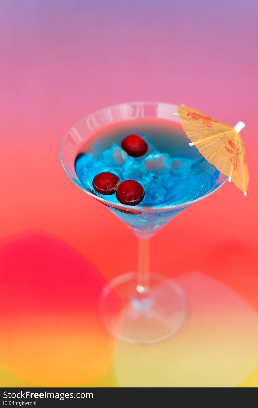 Frash Cocktail With Ice And Umbrella