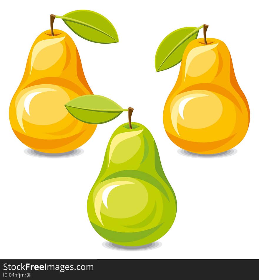 Set of pears on a white background