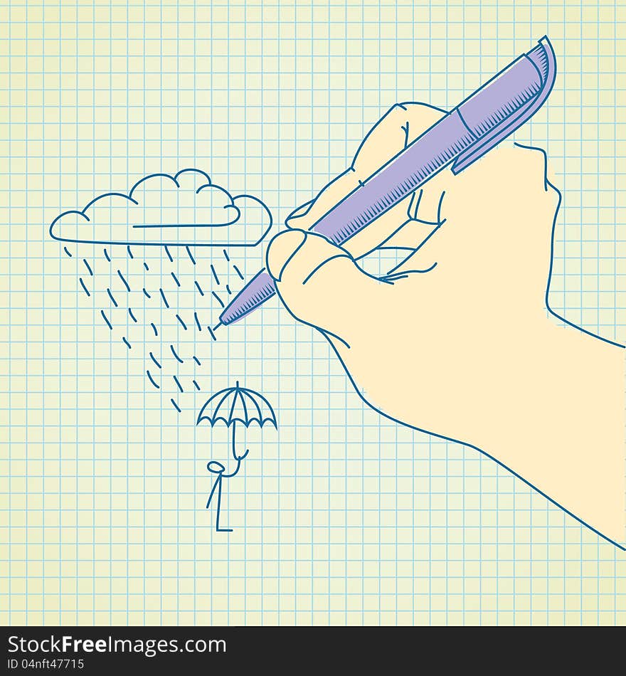 Pen in Hand. Vector illustration. Pen in Hand. Vector illustration