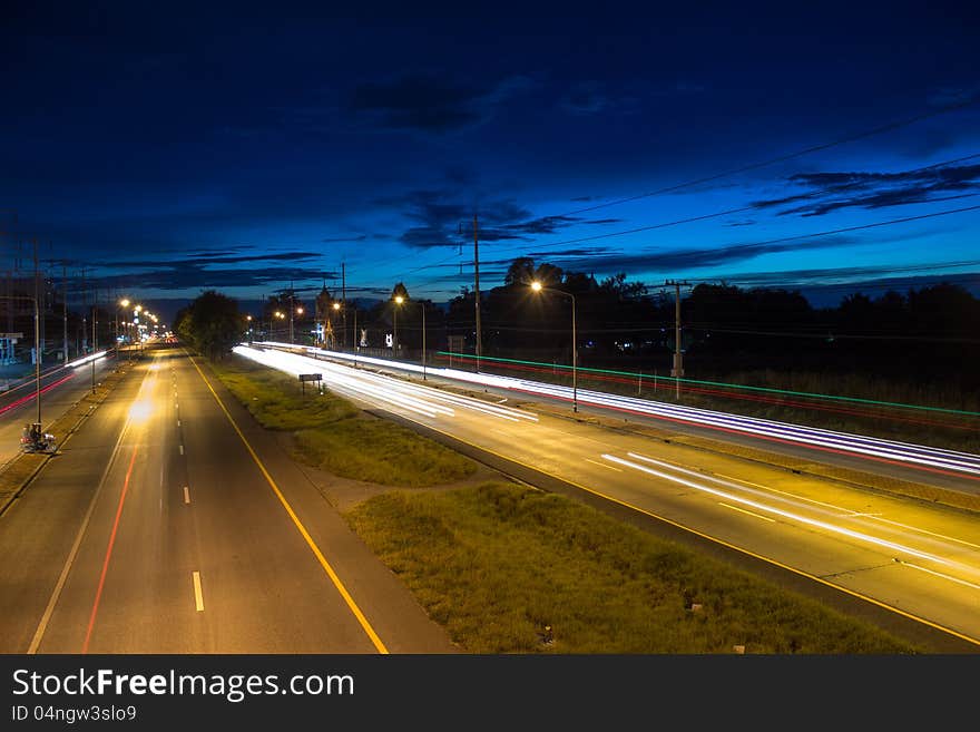 Night road of Korat thailand