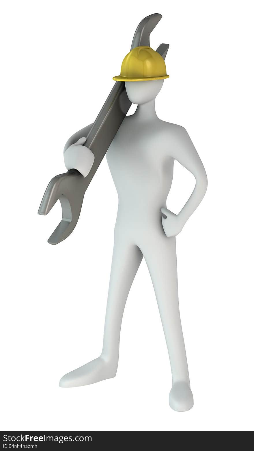 3d man standing with a wrench