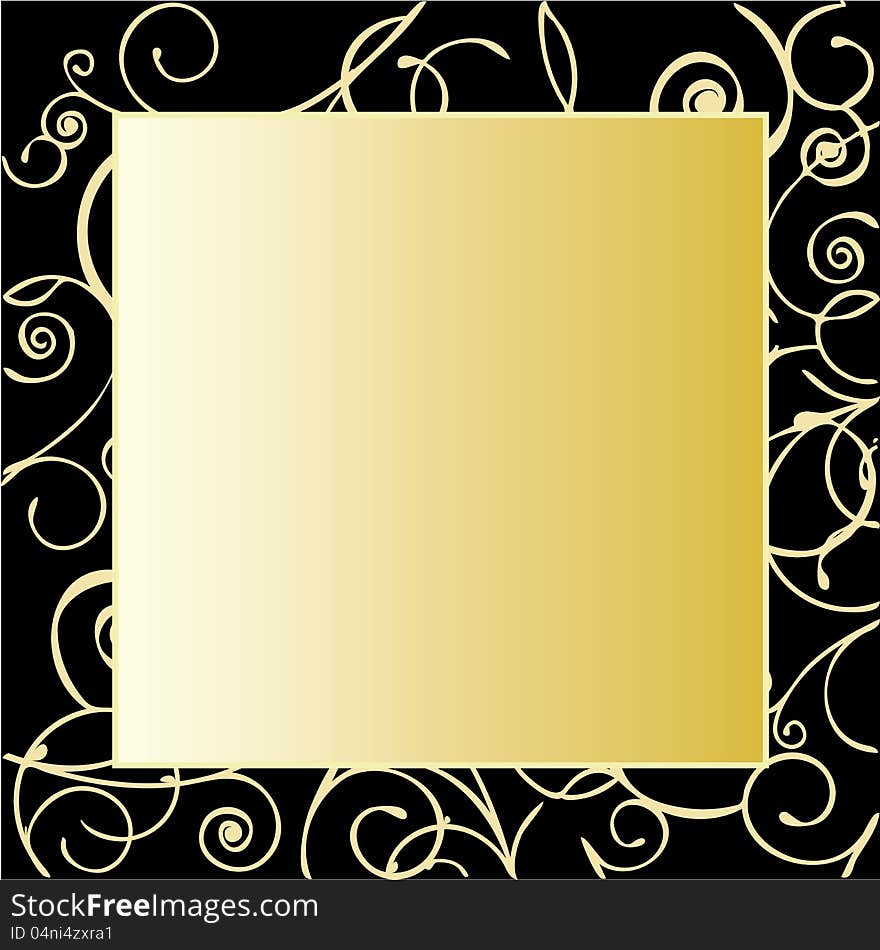 Spiral gold frame design illustration. Spiral gold frame design illustration