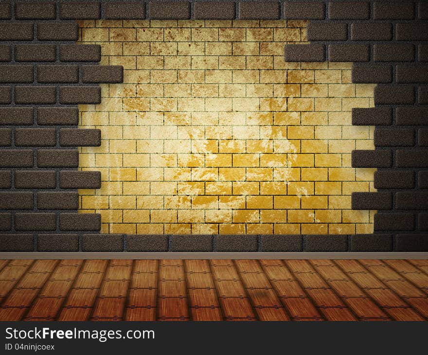 Grunge brick wall interior