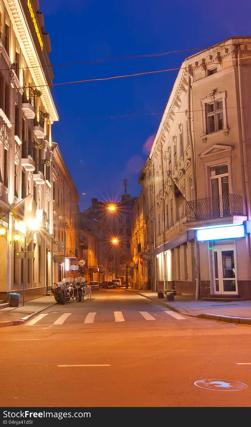 Night streets at the Lviv