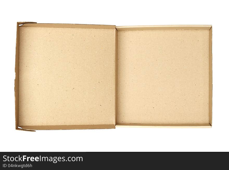 Top view of carton box isolated on white background