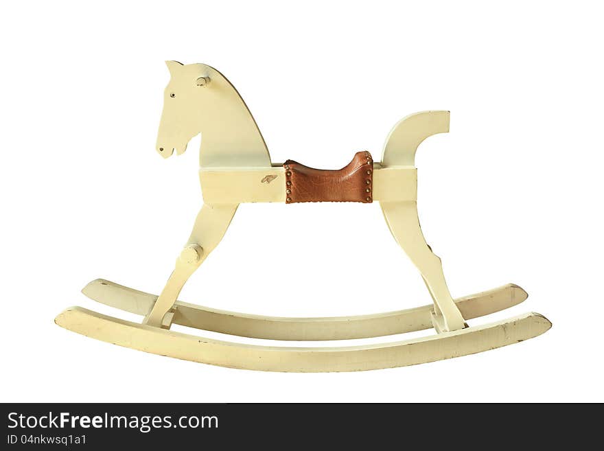 White rocking horse isolated on white background