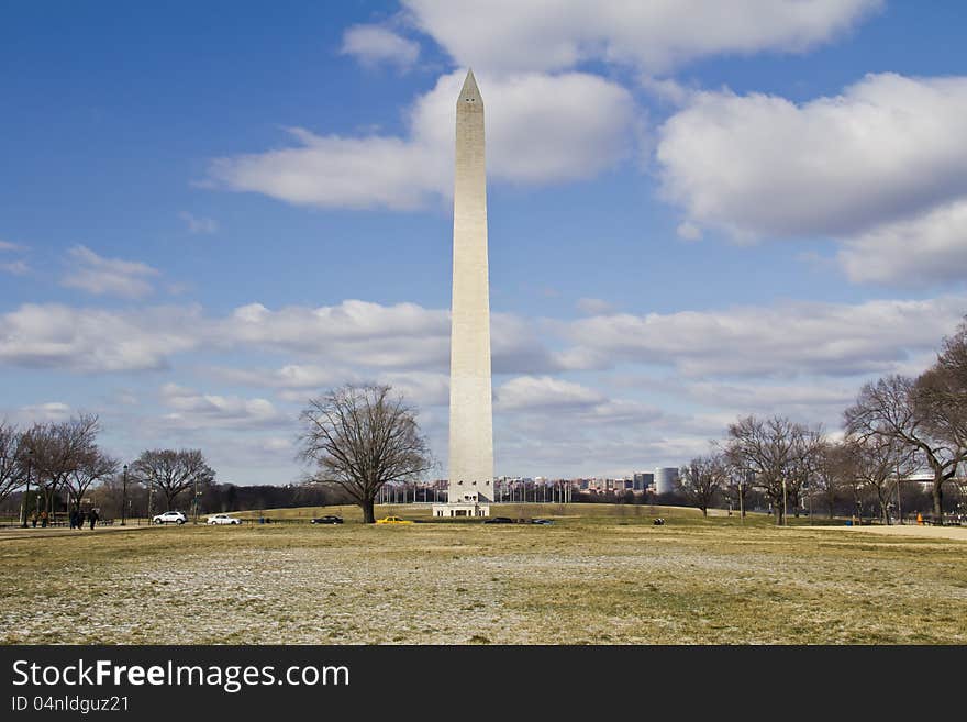 Washington Monument in winter, Washington, DC, USA