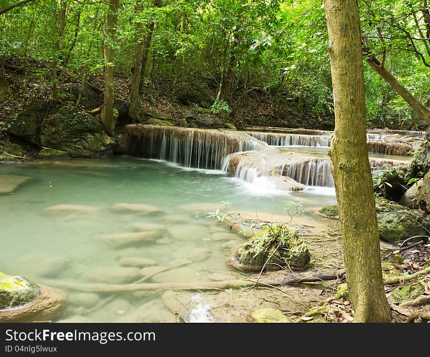 Natural waterfall in Erawan national park in Thailand. Natural waterfall in Erawan national park in Thailand