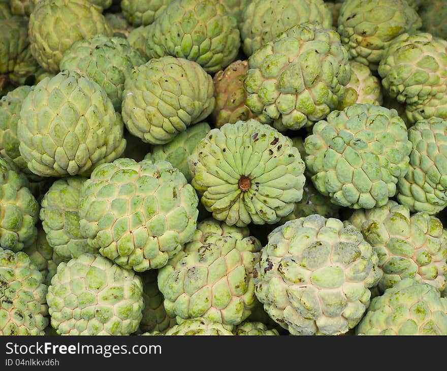 Custard apple, tropical fruit in market